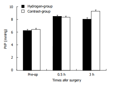 氢气治疗组的PVP适度增加超过剖腹手术测量